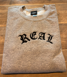 REAL Script  Crewneck Embroidery / Grey Heater-Black